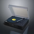 Modern Vinyl Record Player With Open Lid And Yellow Label Vinyl