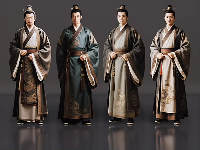 2D costume character costume man's owner ancient rich merchant rich childe costume character film and television character costume character 3d model