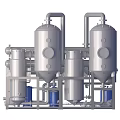 Industrial Processing Equipment with Metal Containers Piping and Steel Support Frame