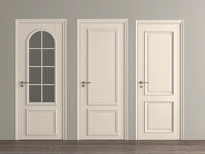 White Wooden Hinged Doors With Glass Panel And Solid Panel Design For Home Interior 3d model