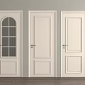 White Wooden Hinged Doors With Glass Panel And Solid Panel Design For Home Interior 3d model