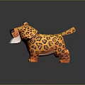 Leopard Model Orange with Black Spots Paper Craft Standing Figure Shiny Surface Decorative Ornament
