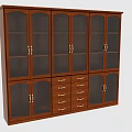 Wooden Filing Cabinet with Glass Doors Multiple Drawers and Storage Shelves