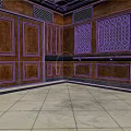 Vintage Interior Design With Wooden Walls Doors And Iron Grille Windows On Light Tile Floor