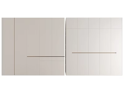Modern Sleek Wardrobe Design With Light Colored Panels And Long Handles 3d model