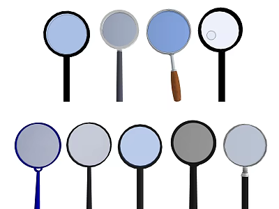Handheld Round Mirrors With Various Colors And Different Handle Designs For Daily Use 3d model