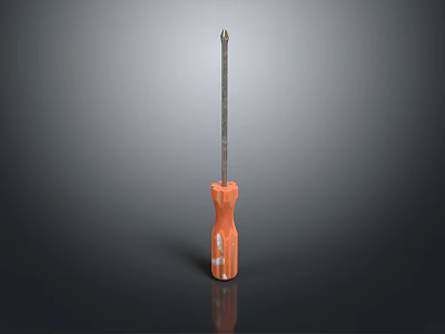 Practical Hardware Screwdriver Hand Tool With Orange Handle And Metal Shaft For Home DIY Repairs 3d model