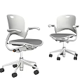 Modern Office Chairs With Sleek Gray White Design Adjustable Armrests And Rolling Wheels 3d model