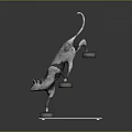 Silver Cat Sculpture Standing Gracefully on Stacked Platforms Decorative 3d model