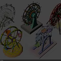 Children's Play Area Featuring Colorful Ferris Wheels Carousel Rides And Fun Designs