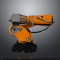 Orange Industrial Robot Arm With Silver Components And Black Base Structure 3d model