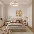 Light Cream Upholstered Children Bed For Warm Cozy Modern Stylish Kids Bedroom Interior Design