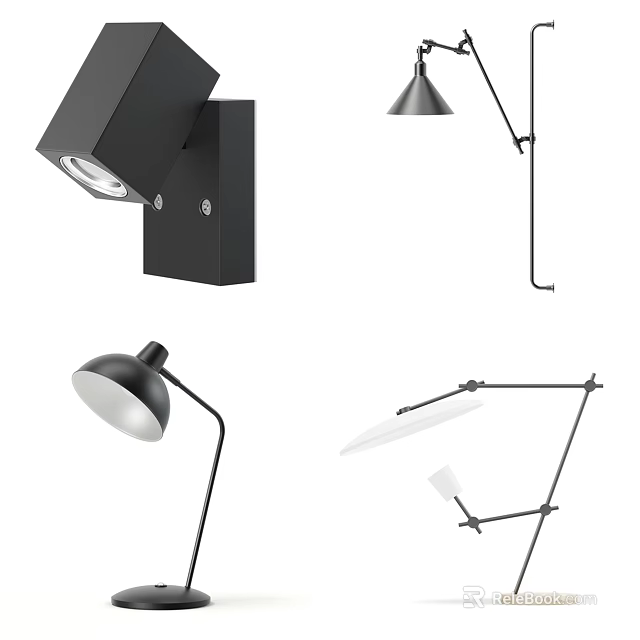Modern Black Wall Lamps With Adjustable Arms And Sleek Design For Home Interior Lighting 3d model 