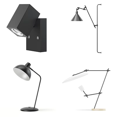 Modern Black Wall Lamps With Adjustable Arms And Sleek Design For Home Interior Lighting 3d model
