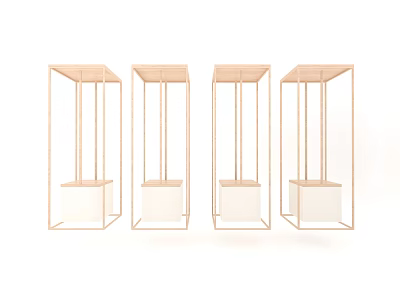 Modern Wooden Frame Pendant Lights With White Shade Minimalist Design Arranged in Row 3d model