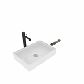 Modern White Bathroom Washbasin With Sleek Black Faucet And Minimalist Design