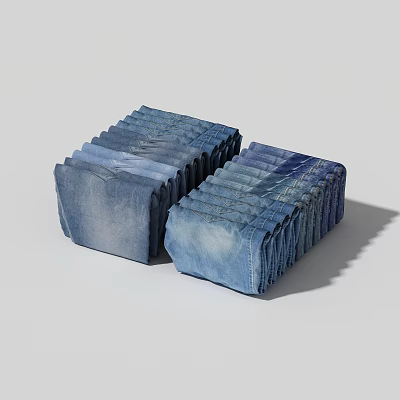 Stacked Blue Denim Clothes With Gradient Wash And Fold Design 3d model Stacked Blue Denim Clothes With Gradient Wash And Fold Design 3d model