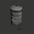 Industrial Metal Cylindrical Storage Tank With Stand And Top Pipe Structure