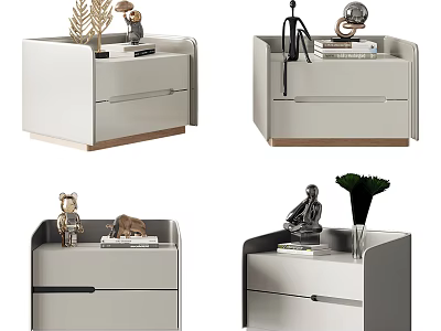 Modern Bedside Tables with Drawers and Decorative Items for Bedroom Decor 3d model