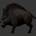 3D Wild Boar Character With Sharp Tusks Spiky Mane And Red Scars 3d model