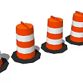 Orange And White Striped Traffic Cones With Black Bases Arranged In A Row