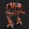 Smart Orange Machine With Mechanical Structure Jointed Legs And Armored Design 3d model