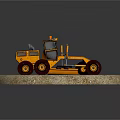 Orange Cartoon Style Utility Vehicle With Large Tires And Grader