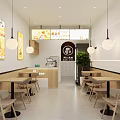 Modern Fast Food Restaurant Interior With Tables Chairs And Menu Displays