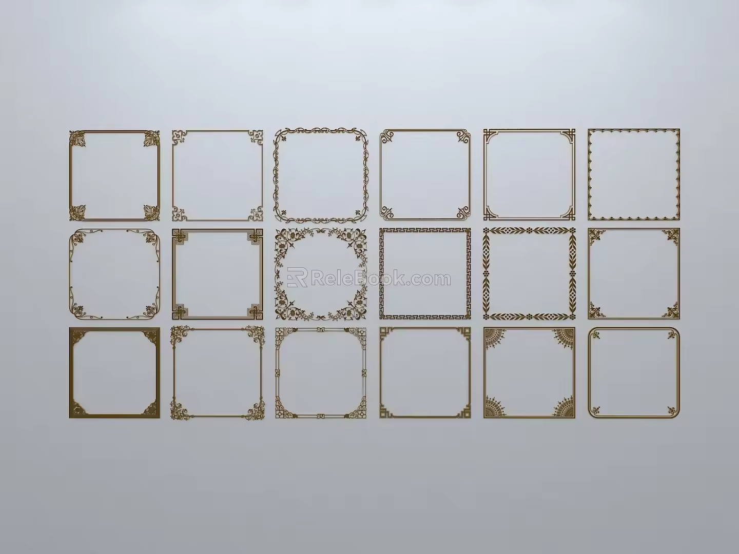 Chinese-style window grilles silhouette pane window sill border openwork window 3d model