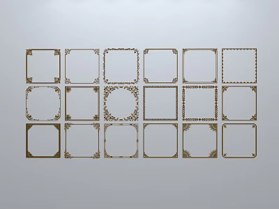 Chinese-style window grilles silhouette pane window sill border openwork window 3d model