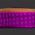 Heart Shaped Cake With Orange Top Purple Center And Pink Heart Pattern Base
