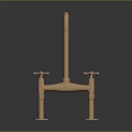 Copper Bathroom Faucet With Curved Spout Two Handles And Base On Dark Surface With Reflection