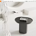 Black Round Modern Side Table With A Book On White Minimalist Background 3d model