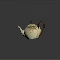White Ceramic Teapot With Floral Design Snail Pattern And Wooden Handle For Daily Use