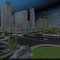 Urban Road Facilities Featuring Skyscrapers Buses Vehicles Traffic Lights Green Belts And Pedestrian Underpass