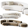 Irregular Shaped Sofa Modern Design With Round Pillows Ottoman And Multiple Colors