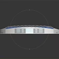 3D Designed Stadium With Blue Roof Structure And Green Football Field Stands