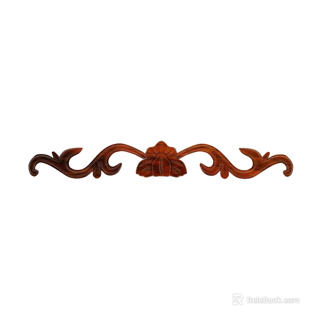 Intricate Carved Wood Decorative Ornament With Floral Center And Scroll Patterns For Home Decor 3d model 