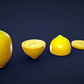 Fresh Whole Halved and Sliced Lemons Beautifully Arranged on Dark Background