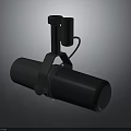 Professional Microphone Equipment with Cylindrical Body Top Mounting Bracket and Attached Cable 3d model