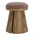 Stylish Wooden Stool with Brown Padded Seat and Tapered Legs Design