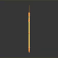 Yellow Weapon Polearm With Double Pronged Head And Blue Accent Long Handle