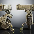 Vintage Space Exploration Robotic Rovers With Mechanical Legs And Wheels 3d model