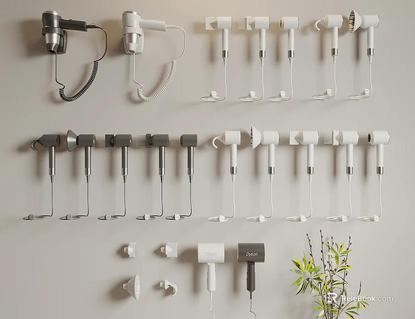Wall Mounted Daily Electrical Appliances In Black And White Styles For Home Organization 3d model 