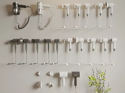 Wall Mounted Daily Electrical Appliances In Black And White Styles For Home Organization 3d model