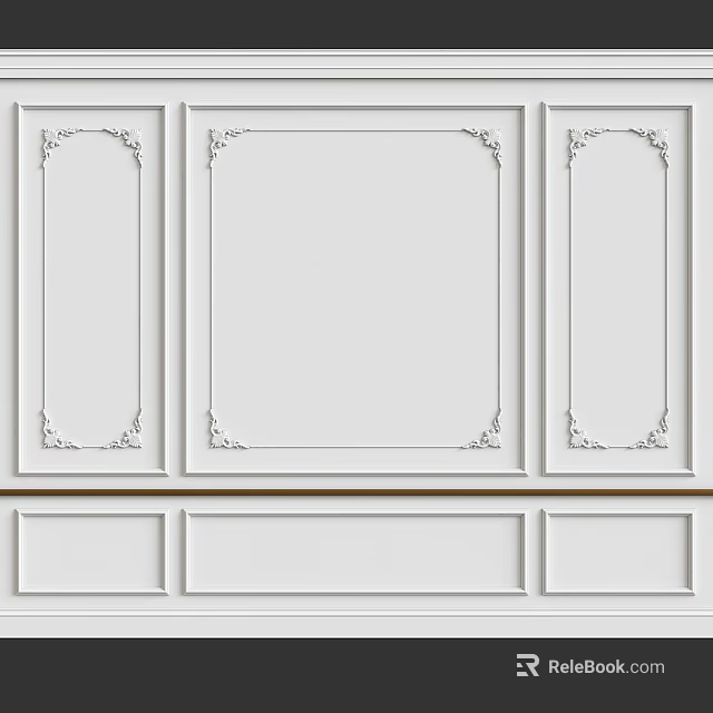 Stylish Rectangular Wall Frames Featuring Decorative Lines for Modern Interior Design 3d model