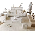 Modern sofa coffee table combination 3d model