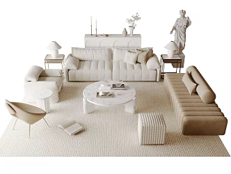 Modern sofa coffee table combination 3d model