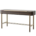Modern Wooden Desk With Golden Metal Legs Three Drawers And Storage Design