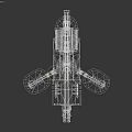 Red Mechanical Turret Weapon With X Shaped Body And Multi Legged Base Gear Mechanism